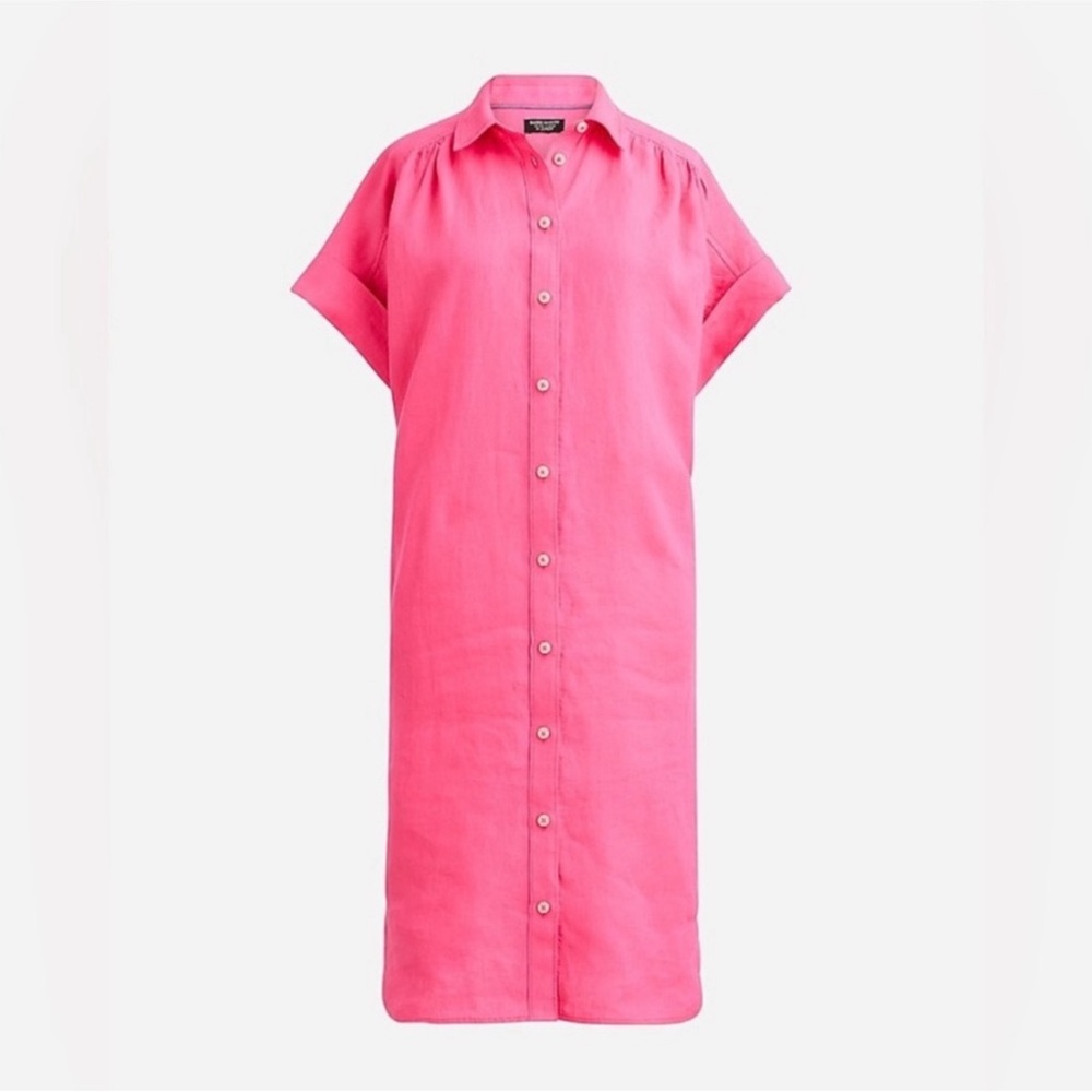 J Crew Baird McNutt Irish Linen Pink Linen Dress Size S NWOT